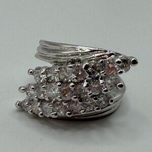 1960s 19* @3.4mm natural Diamond waterfall 3row bypassed cocktail ring 7.5g